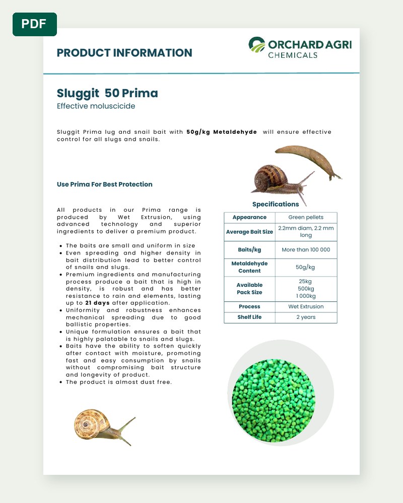 Sluggit 50 Prima product sheet preview